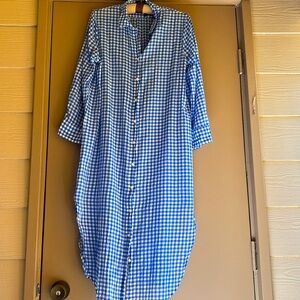 J Crew gingham shirt cover up tunic Med